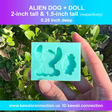 Load image into Gallery viewer, 2 inch tall Mischievous Alien Dog and 1.5 inch tall Scrumps (0.25 inch deep) Silicone Mold for Custom Resin Bag and Key Charms (Copy)
