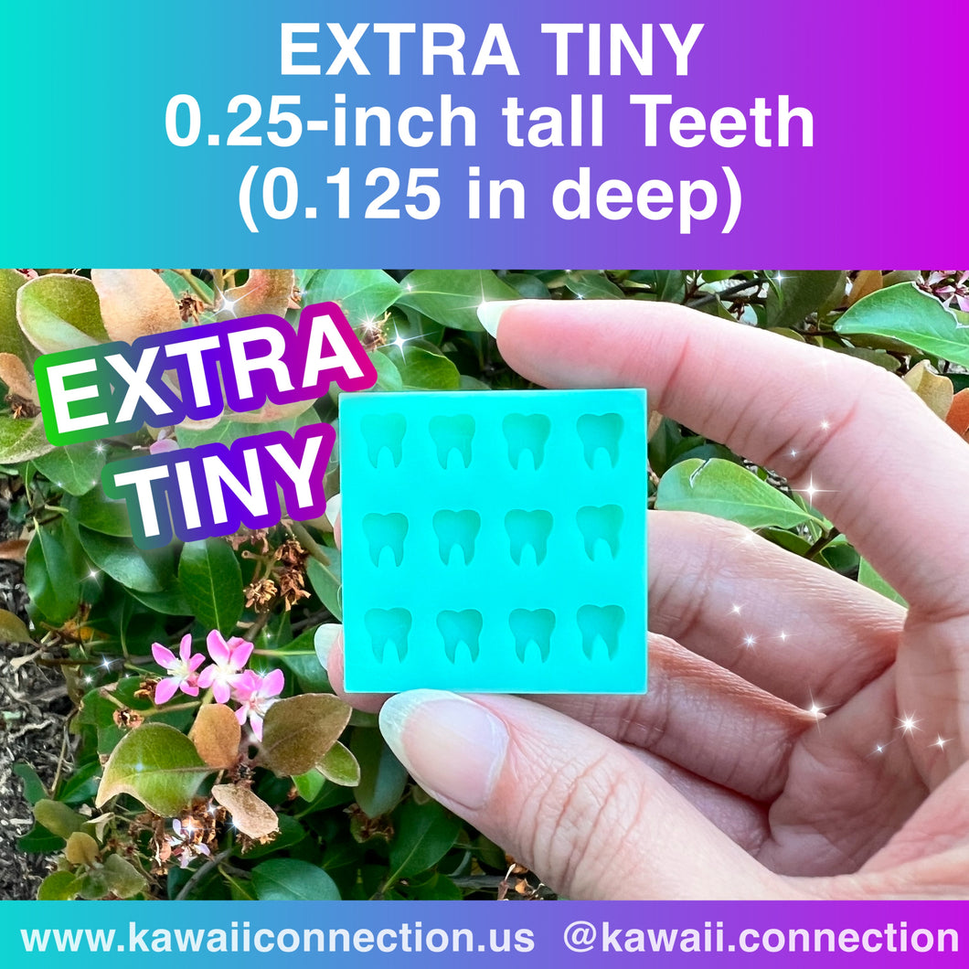 EXTRA TINY 0.25-inch Tall Flat Teeth Tooth Shaker Bits Silicone Mold Palette for Resin Deco DIY