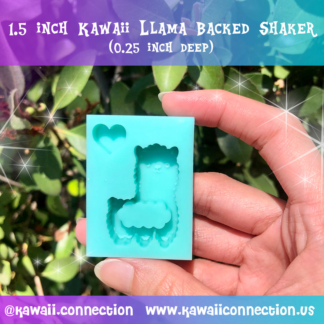 1.5 inch Kawaii Fluffy Llama Backed Shaker or Shaker Bits/ Earring Studs Silicone Mold for Resin Bow Center