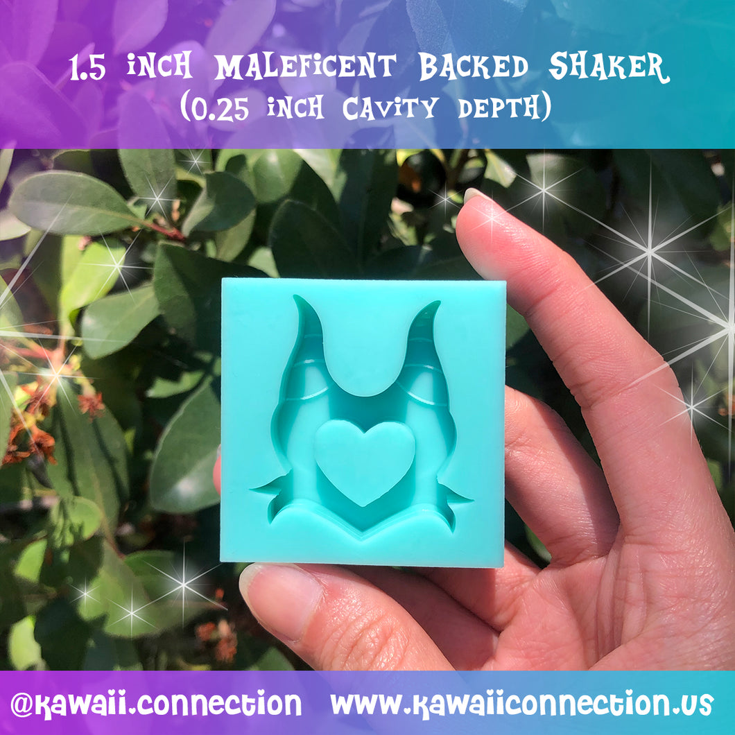 1.5 inch or 2.5 inch Simplistic Maleficent Backed Shaker Silicone Mold for Custom Resin Deco Bag Charms