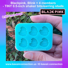 Load image into Gallery viewer, KPop Girls + Names (2 size options) TINY 0.5inch Shaker Bits/ Earring Studs or 1-inch w Loop (0.125 inch deep) Silicone Mold for Resin Charm

