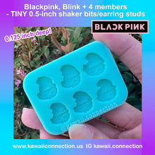 Load image into Gallery viewer, KPop Girls + Names (2 size options) TINY 0.5inch Shaker Bits/ Earring Studs or 1-inch w Loop (0.125 inch deep) Silicone Mold for Resin Charm
