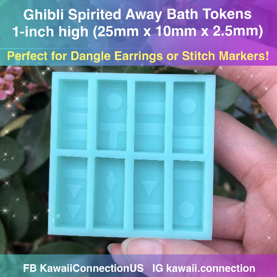1 inch High (0.25 inch deep) Bath Tokens Silicone Mold Palette for Resin Plaster Wax Melts Deco Dangling Earring Charms DIY