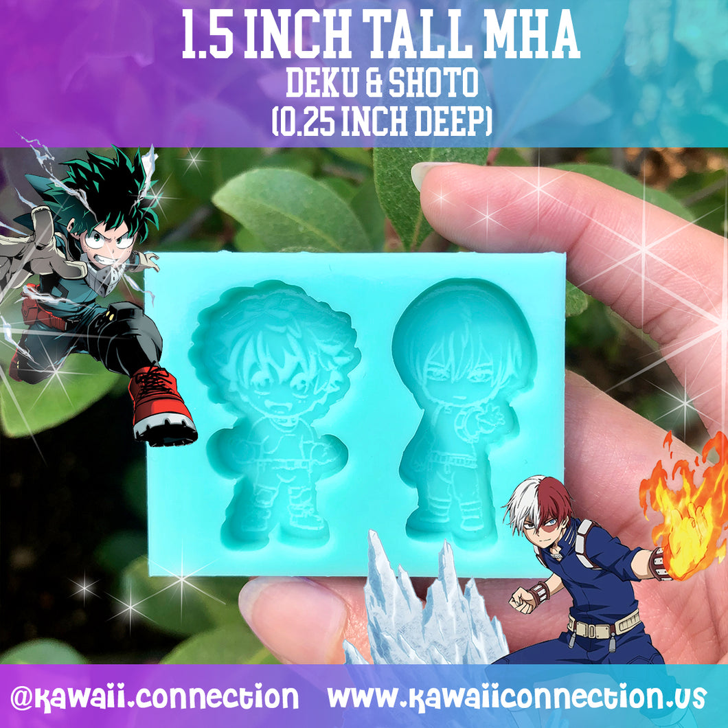 1.5 inch tall Dek & Shot Hero Anime Characters (0.25 inch thick/ deep) Silicone Mold for Custom Resin Cabochons Charms