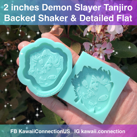 2 inches Demon Slayer Anime (0.25 inch thick/ deep) Silicone Mold for Custom Resin Cabochons Charms Shaker Pendant Keychain