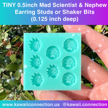 Load image into Gallery viewer, TINY 0.5 inch Science Fiction Mad Scientist &amp; Nephew Earring Studs or Shaker Bits (0.125inch deep) Silicone Mold Palette for Custom Resin
