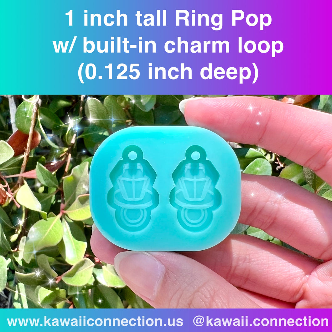 1-inch (on longest side) at 0.125 inch deep Retro Candy w/ Built-in Loops for Earring Charms Resin Silicone Mold