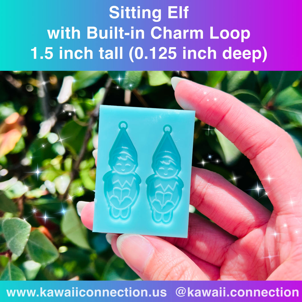 1.5inch tall (0.125inch deep) Sitter Silicone Mold for Custom Resin Christmas Holiday Charms Earrings
