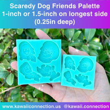 Load image into Gallery viewer, 1-inch or 1.5inch (on Longest side) at 0.25 inch deep - Scaredy Dog &amp; FRIENDS Silicone Mold for Resin Stitch Markers and Key Charms
