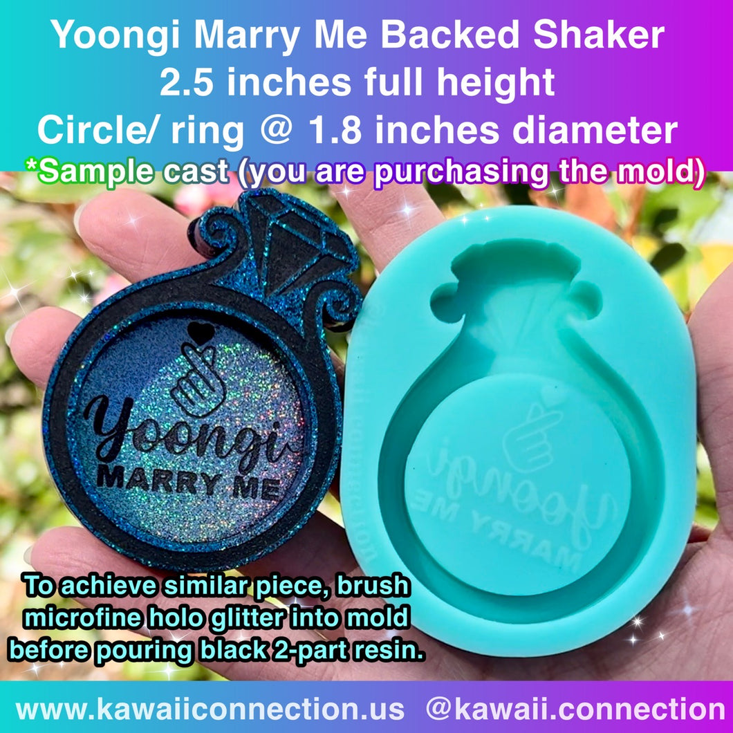 Marry Me on Ring Backed Shaker (perfect phone grip size) K-Pop Love Silicone Mold for Resin Plaster Deco Keychain Bag Charms
