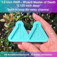 Load image into Gallery viewer, 1 inch or 1.5 inch Wizard World Deathly Hallow Master of Death (0.125 inch deep) w Loop for Dangle Earrings or Charms for Halloween - Shiny Silicone Mold for Resin

