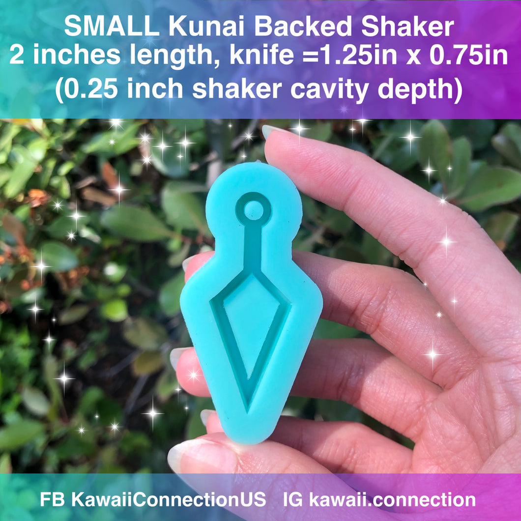 SMALL 2 inch Kunai (0.25 inch cavity depth) Backed Shaker w Loop for Dangle Charms Silicone Mold for Resin