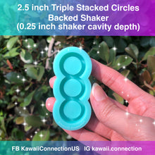 Load image into Gallery viewer, 2.5 inch PLAIN Stacked Triple Circles (0.25 inch cavity depth) Backed Shaker Silicone Mold Perfect for Resin Hair Barrettes or Key and Bag Charms
