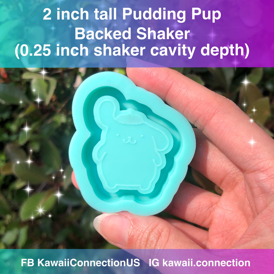 2 inch tall Pudding Pup (0.25 inch cavity depth) Backed Shaker Silicone Mold for Resin Key and Bag Charms