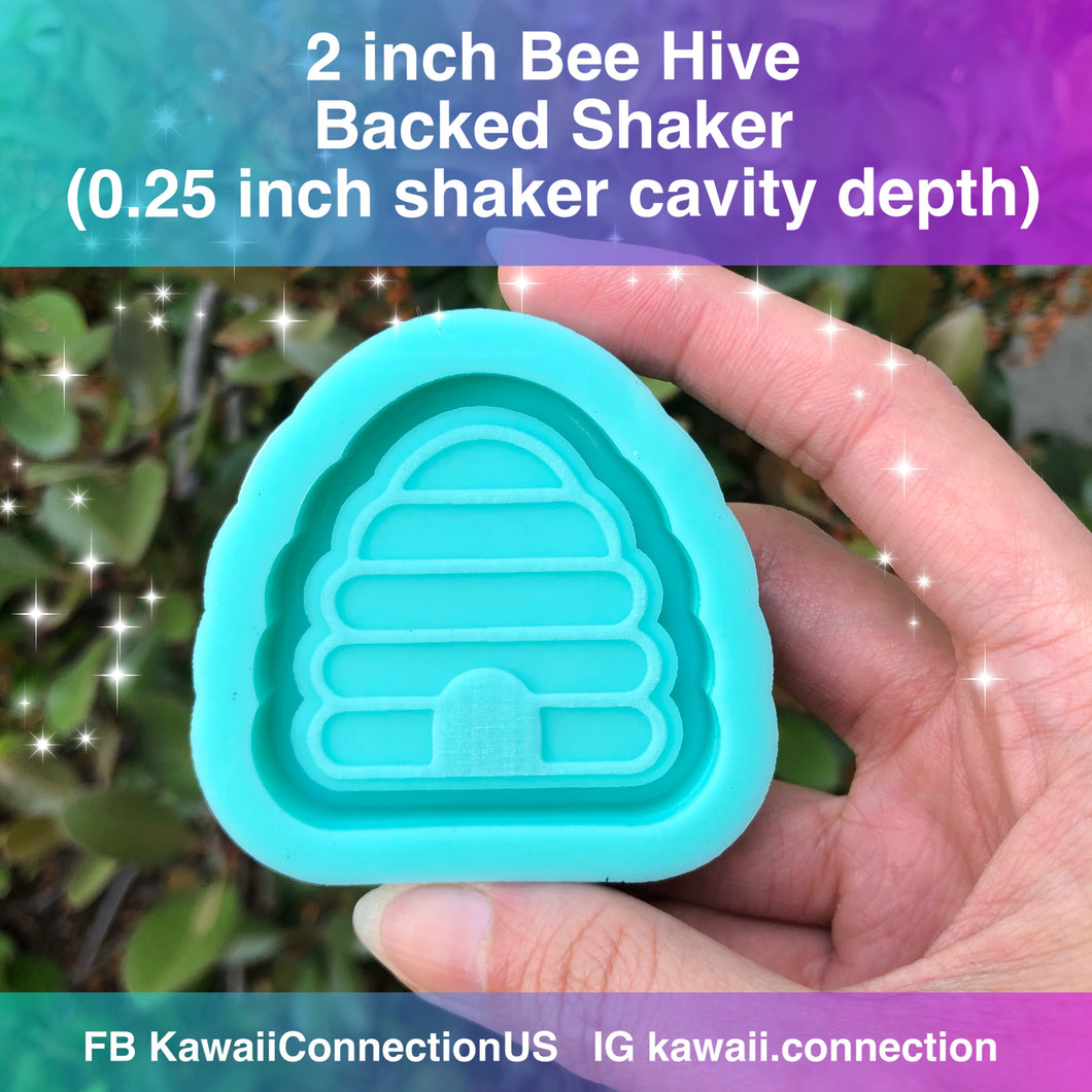 2 inch Bee Hive (0.25 inch cavity depth)Backed Shaker Silicone Mold for Resin Key and Bag Charms