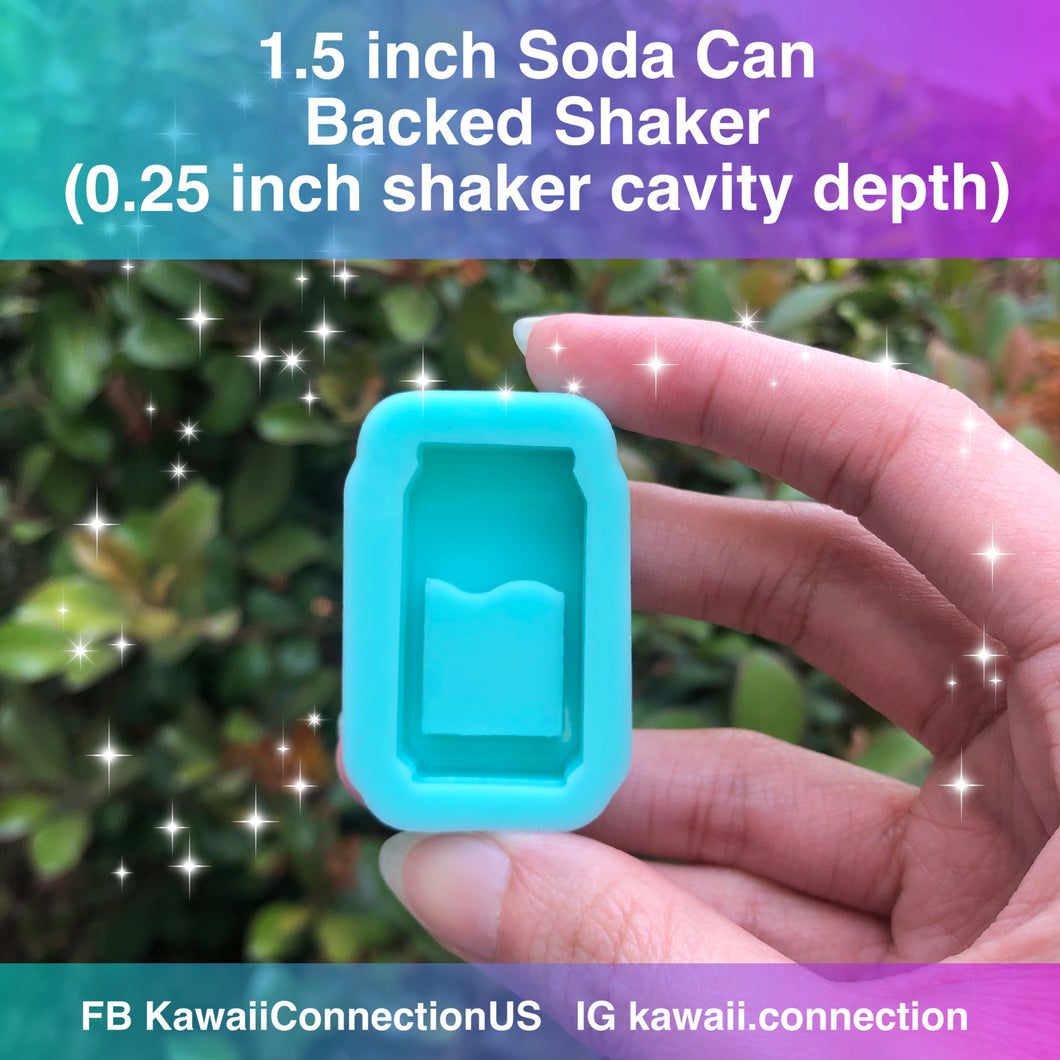 1.5 inch or 2.5 inch Soda Can (0.25 inch cavity depth) Backed Shaker Silicone Mold for Resin Key and Bag Charms