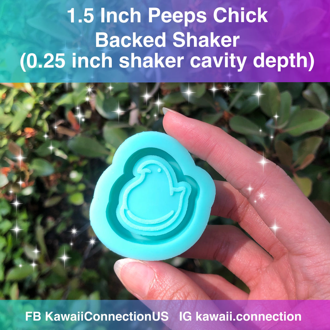 1.5 inches Easter Peeps Chick Backed Shaker Silicone Mold for Resin Deco Charms Cabochons for Charms DIY