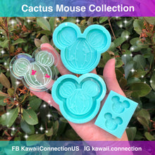 Load image into Gallery viewer, 1 inch Pair (0.25 inch deep) Cactus Mouse Earrings Charms Needle Minder Wax Melts Cabochons Resin Silicone Mold
