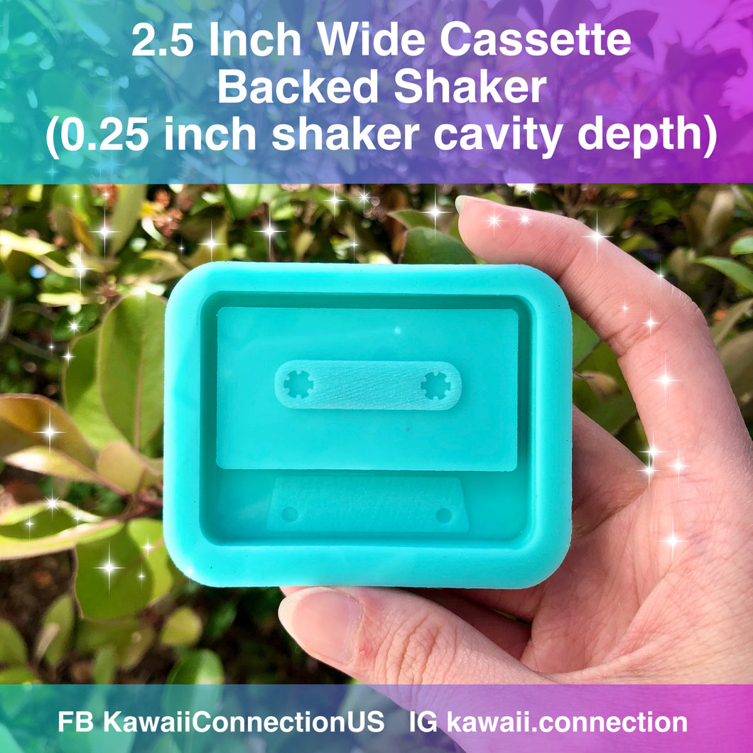 2.5 inch Cassette (0.25 inch cavity depth) Backed Shaker Silicone Mold for Resin Key and Bag Charms