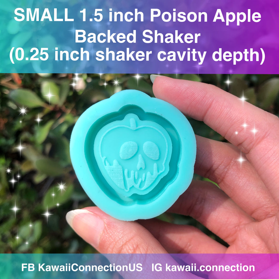 SMALL 1.5 inches Poison Apple Detailed Backed Shaker Silicone Mold for Custom Resin Keychain Necklace Pendant Deco Charm