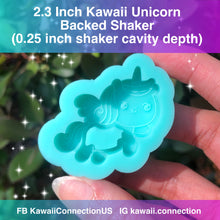 Load image into Gallery viewer, 1.75 inch or 2.3 inch Kawaii Unicorn (0.25 inch cavity depth) Backed Shaker Silicone Mold for Resin Key and Bag Charms
