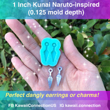 Load image into Gallery viewer, 1 inch and/or 1.5 inch Kunai (0.125 inch deep) w Loop for Dangle Earrings or Charms Silicone Mold for Resin
