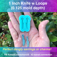 Load image into Gallery viewer, TINY 1 inch Knife (0.125 inch cavity depth) for Dangle Earrings or Charms Silicone Mold for Resin
