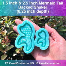 Load image into Gallery viewer, 1.5 inch or 2.5 inch Mermaid Tail (0.25 inch deep) Backed Shakers Shiny Silicone Mold for Resin
