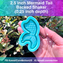 Load image into Gallery viewer, 1.5 inch or 2.5 inch Mermaid Tail (0.25 inch deep) Backed Shakers Shiny Silicone Mold for Resin

