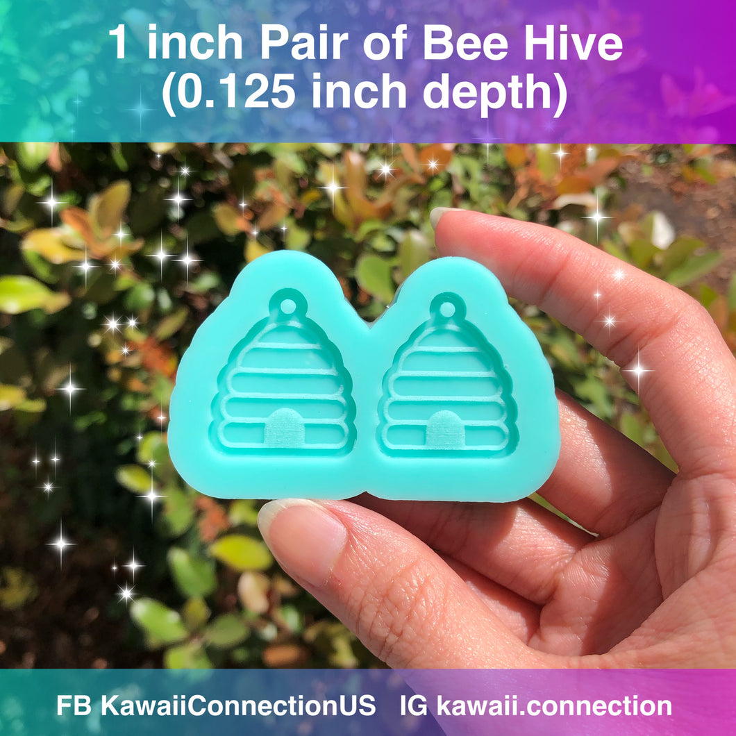 1 inch Bee Hive (0.125 inch deep) Dangle Earrings or Charms Shiny Silicone Mold for Resin