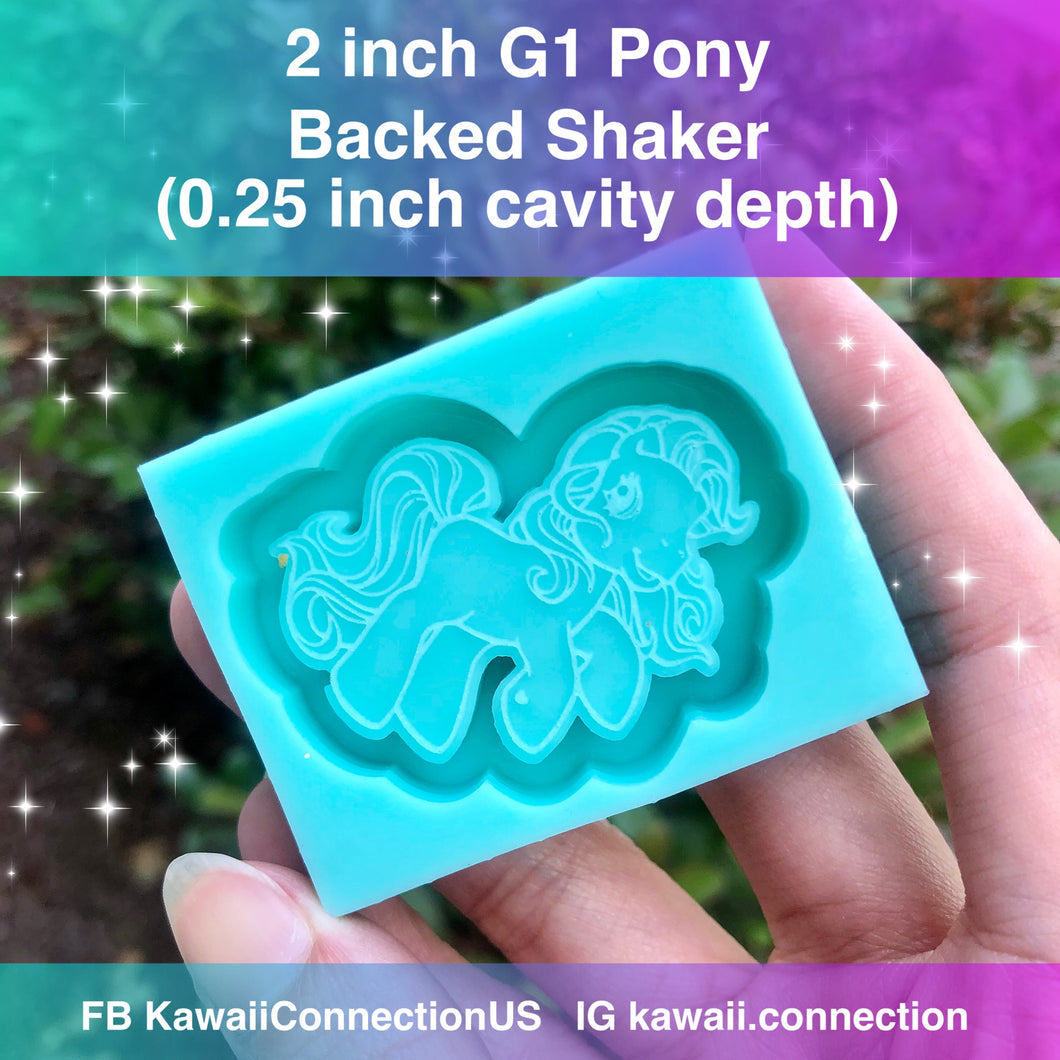 2 inch wide (0.25 inch cavity depth) Vintage Pony Backed Shaker Silicone Mold for Custom Resin Charm