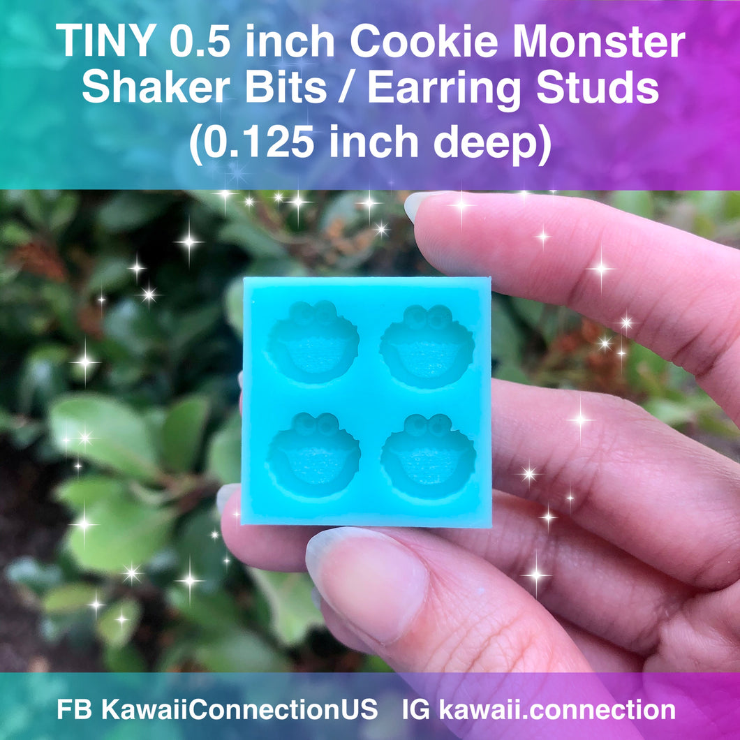 TINY 0.5 inch Cookie Monster Shaker Bits Earrings Studs Resin Silicone Mold
