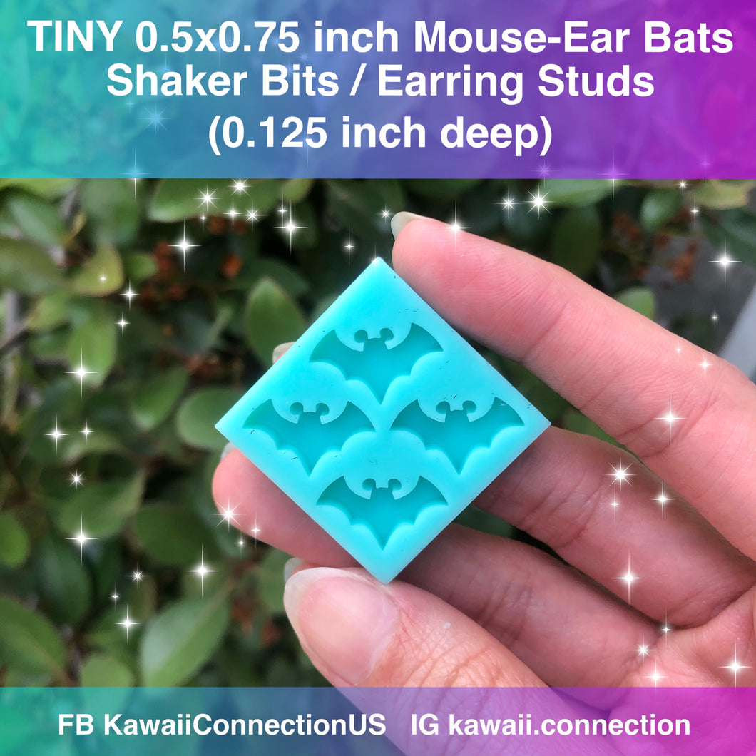 TINY 0.75 Wingspan Mouse-Ear Bats Shaker Bits Earrings Studs Resin Silicone Mold