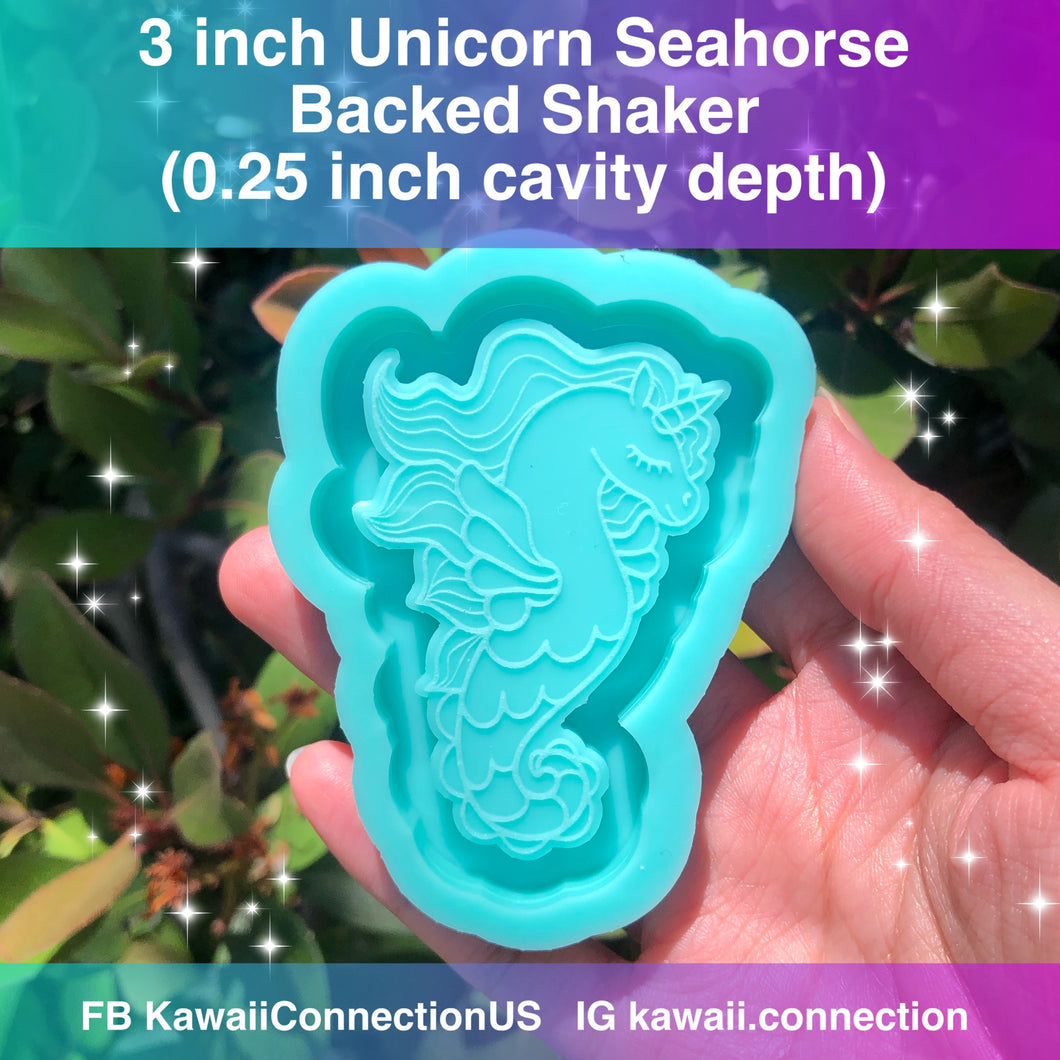 2 inch Unicorn Seahorse Magical Creature Backed Shaker Resin Silicone Mold