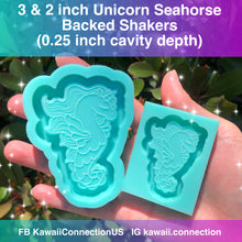 Load image into Gallery viewer, 3 inch Unicorn Seahorse Magical Creature Backed Shaker Resin Silicone Mold
