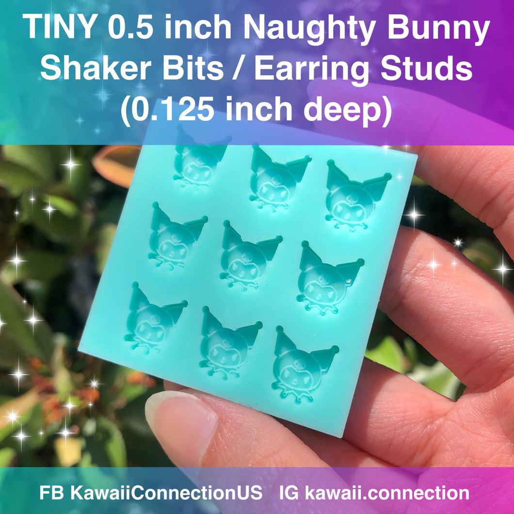 TINY 0.5 inch Naughty Bunny Head Shaker Bits Earrings Studs Resin Silicone Mold