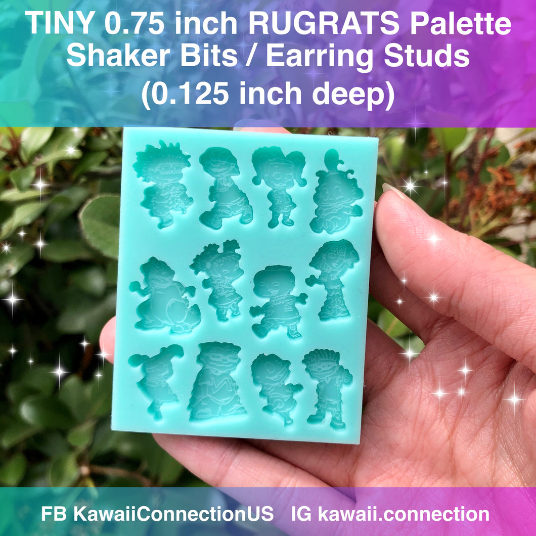 TINY 0.75 inch tall RUGRATS (12 designs!) 0.125 inch cavity depth Resin Silicone Mold for Shaker Bits or Stud Earrings