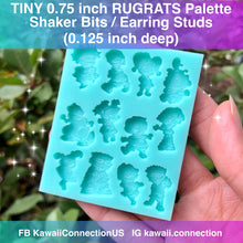Load image into Gallery viewer, TINY 0.75 inch tall RUGRATS (12 designs!) 0.125 inch cavity depth Resin Silicone Mold for Shaker Bits or Stud Earrings
