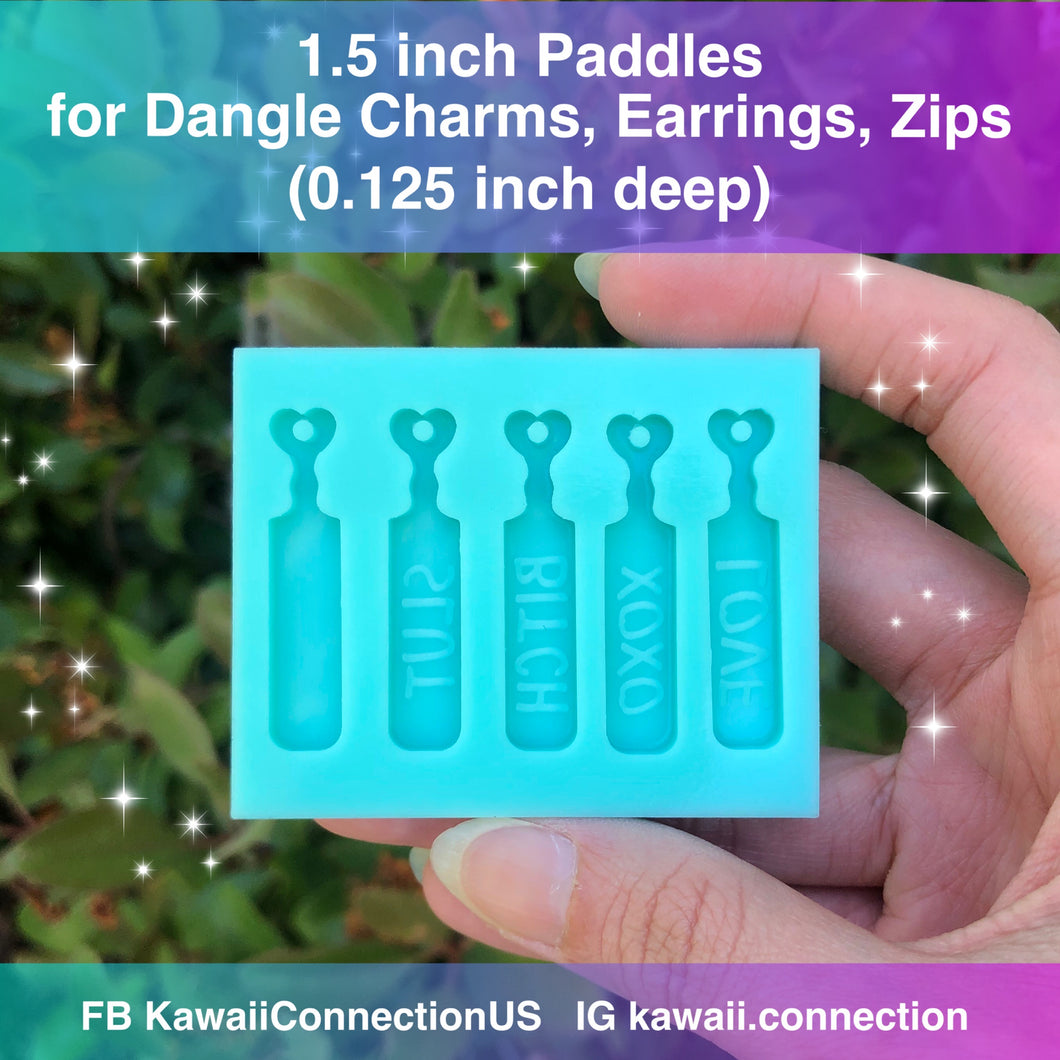 1.5 inch Paddle w Loops Resin Silicone Mold for Easy Charms, Dangle Earrings, Zip Pulls or Stitch Markers