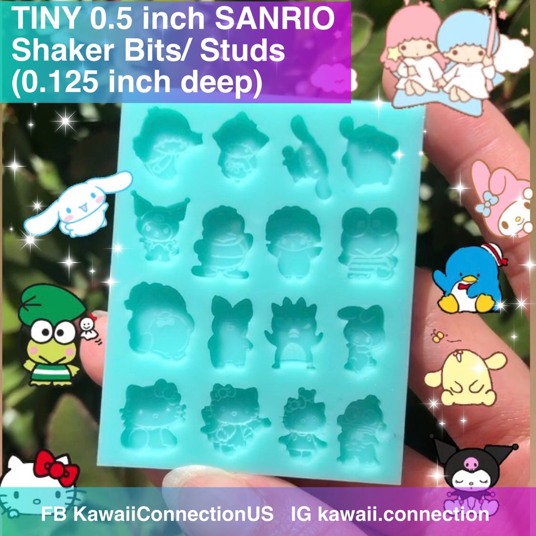 TINY 0.5 inch Tall Japanese Cartoon (16 designs!) Shaker Bits or Earring Studs Kitty Pup Silicone Mold Palette for Resin or Clay