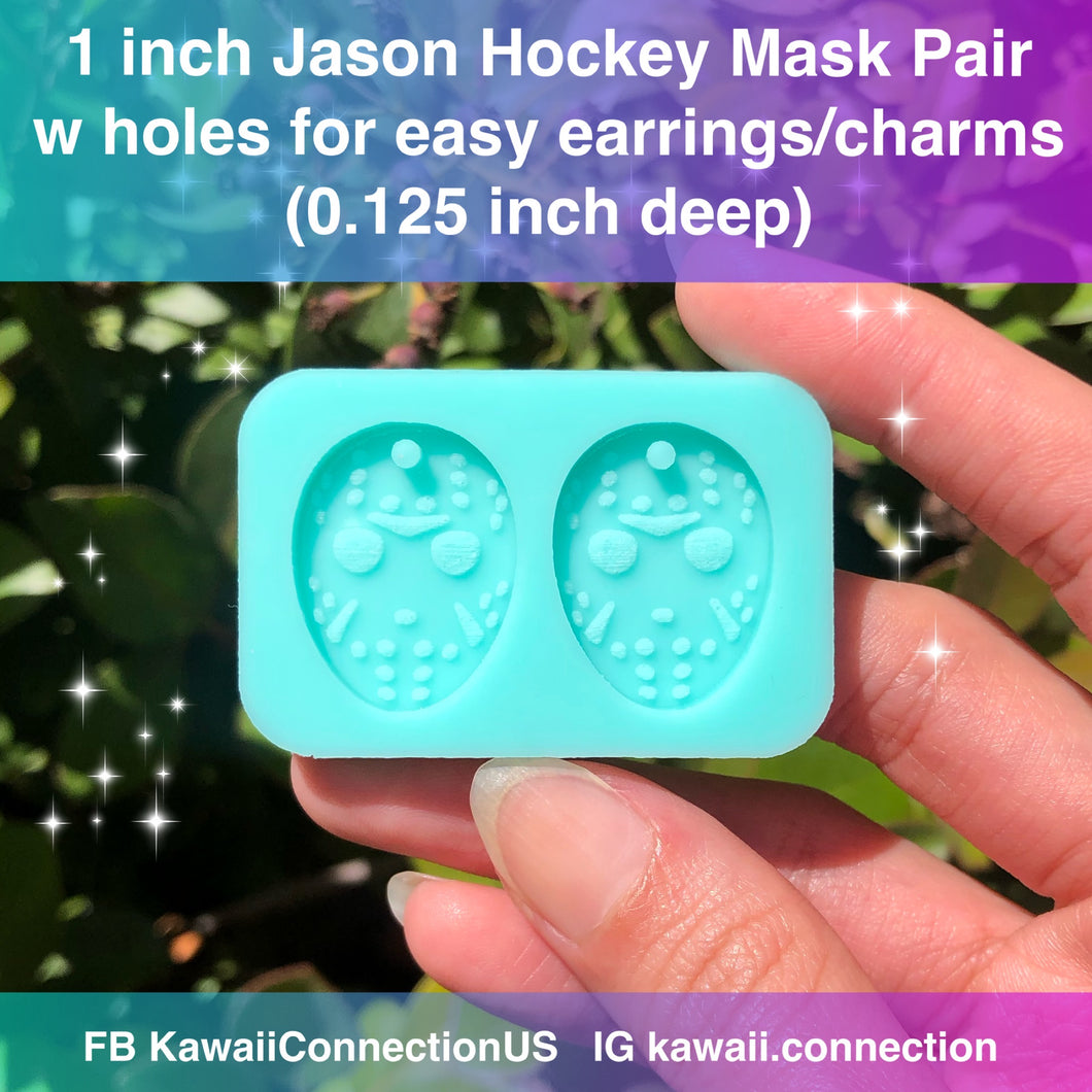 1 inch Jason Hockey Mask (0.125 inch deep) Dangle Earrings or Charms Shiny Silicone Mold for Resin