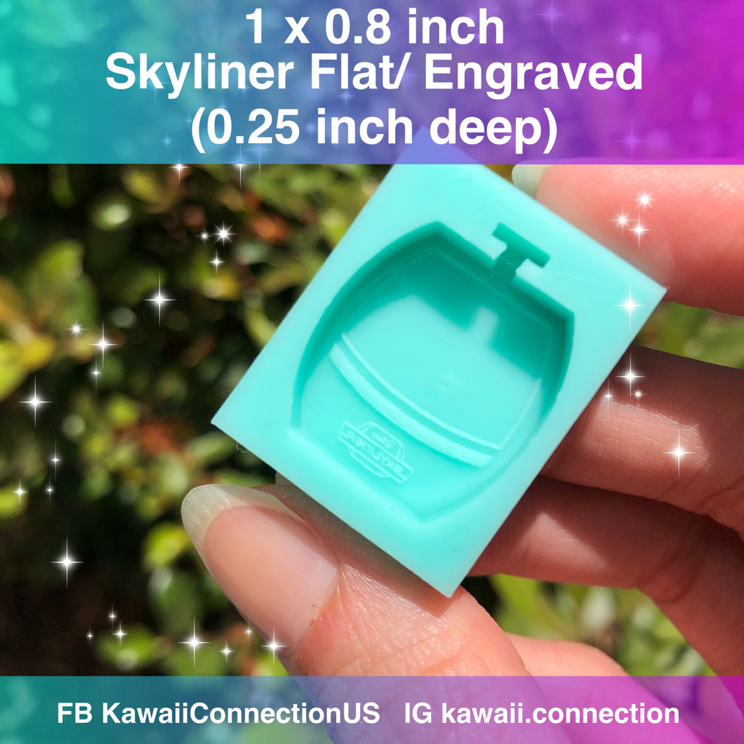 SMALL 1 x 0.8 inch (0.25 inch deep) Skyliner Flat/ Engraved Disney Cable Car Silicone Mold for Custom Resin, Clay Earring Studs or Shaker Bits