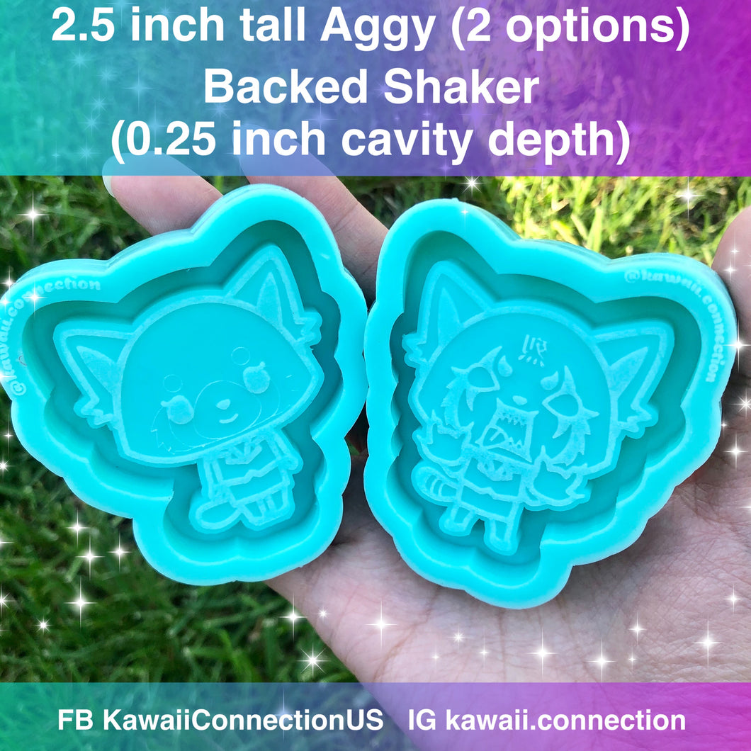 2.75 inch tall Aggretsuko Aggy (2 Options) Backed Shaker Silicone Mold for Resin Deco Charms Cabochons
