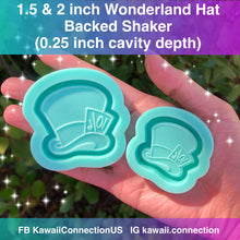 Load image into Gallery viewer, 1.5 inch or 2 inch Wonderland Hat (0.25 inch deep) Backed Shaker Shiny Silicone Mold for Resin
