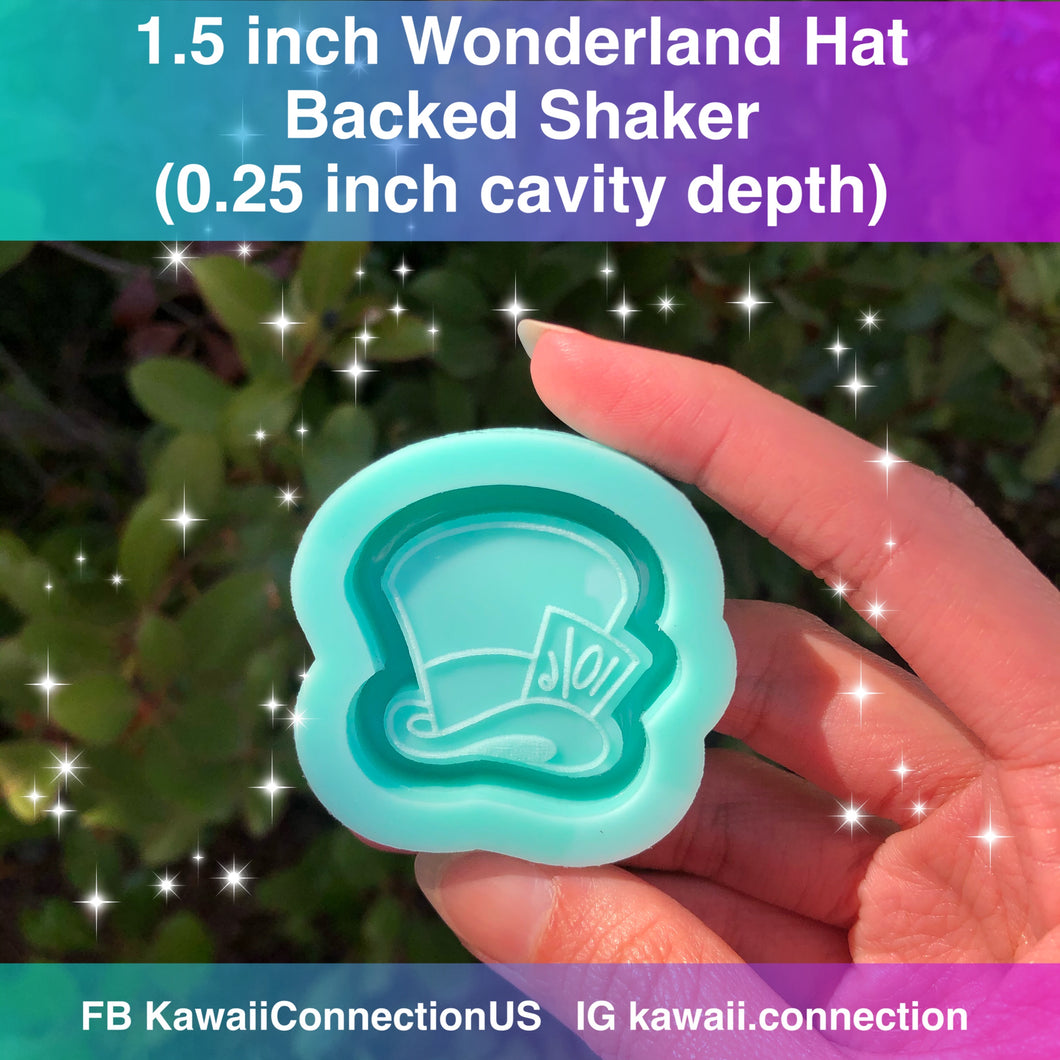 1.5 inch or 2 inch Wonderland Hat (0.25 inch deep) Backed Shaker Shiny Silicone Mold for Resin