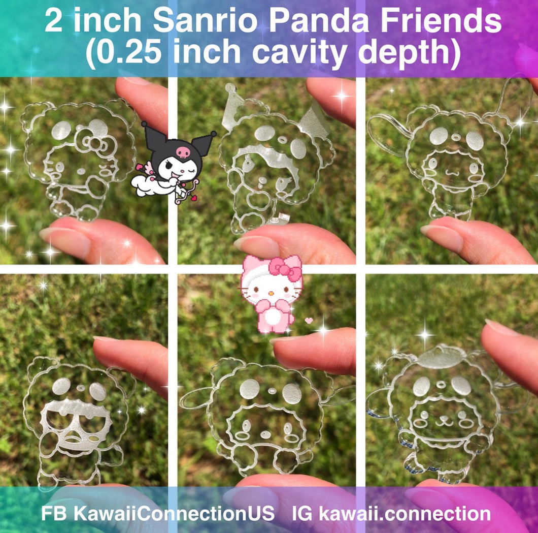 2 inch Sanrio x Panda *YOU CHOOSE* (0.25 inch deep) Shiny Silicone Mold for Resin DIY - Options in 2nd Photo