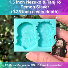 Load image into Gallery viewer, TINY 0.5 &amp; 0.7 inch (0.125 inch deep) Demon Slayer Nezuko &amp; Tanjiro Silicone Mold for Custom Shaker Bits or Earring Studs Resin Deco Bag Charms DIY
