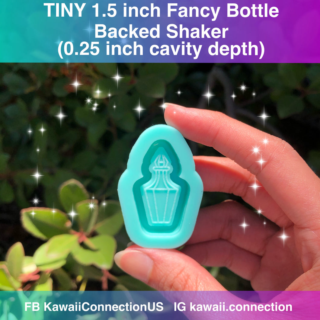 TINY 1.5 inch Fancy Poison or Perfume Bottle Backed Shaker Silicone Mold for Resin Charm Pendant DIY