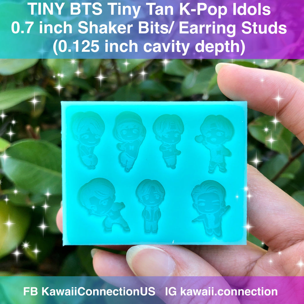 TINY 0.7 inch high (0.125 inch deep) BTS K-pop Tiny Tan Silicone Mold for Resin Charms for Shaker Bits or Stud Earrings