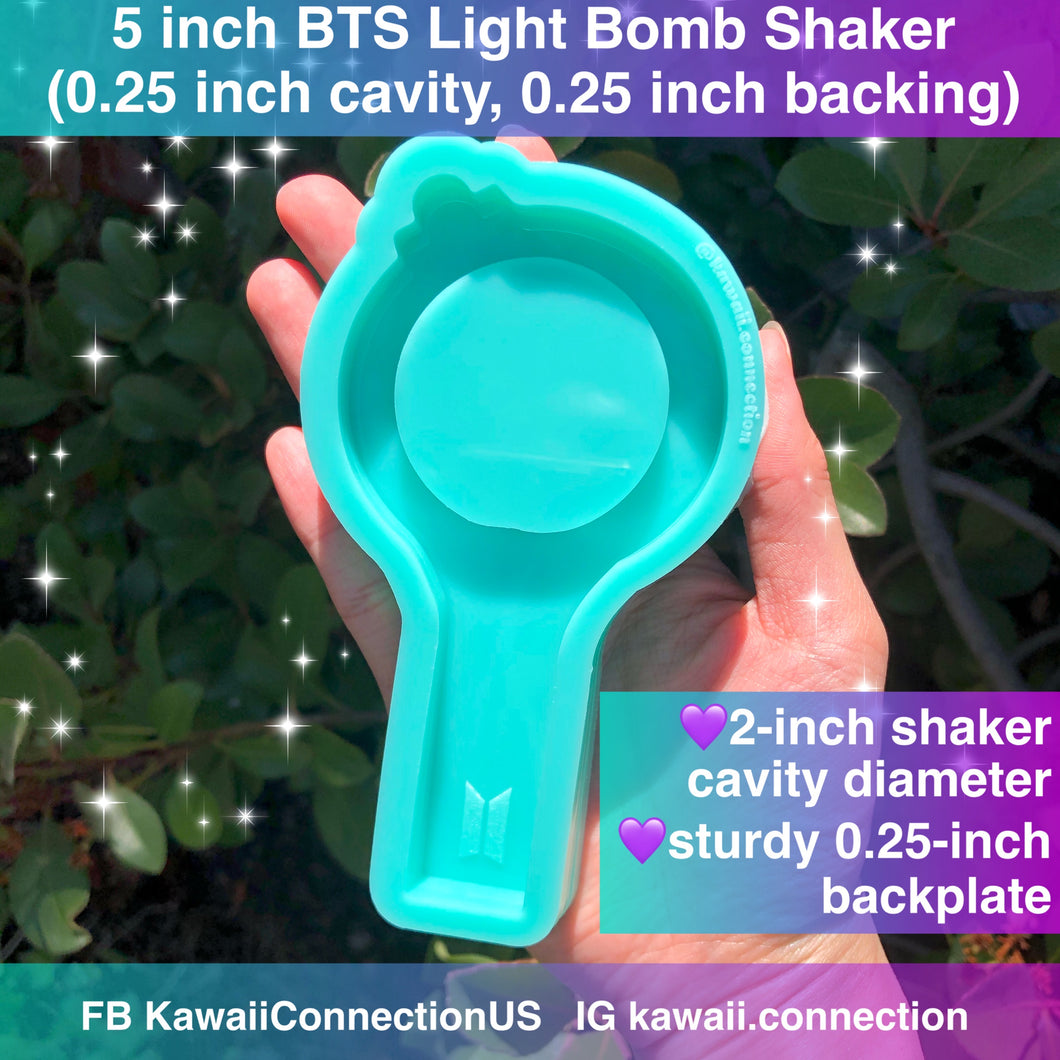 5 inch (0.25 inch cavity depth, 0.25 inch backing) BTS K-pop Army Bomb Light Stick Silicone Mold for Resin Cosplay